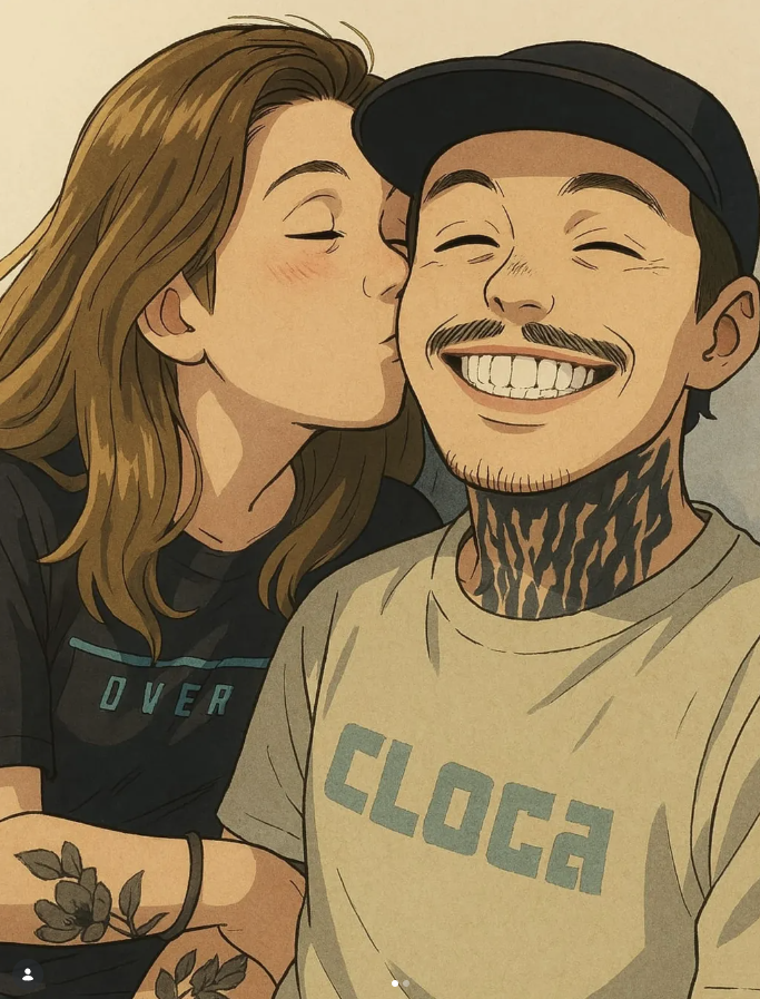 uma foto minha e da minha mulher em estidio ghibli